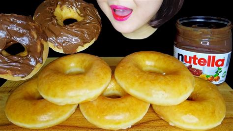 ASMR 누텔라 크리스피 크림 도넛 먹방 NUTELLA KRISPY KREME DOUGHNUTS MUKBANG NO