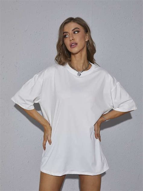 SHEIN EZwear T Shirt Oversize Unicolore SHEIN EUQS Clothing Mockup