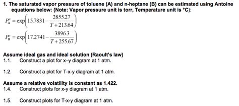 The Saturated Vapor Pressure Of Toluene A And Chegg