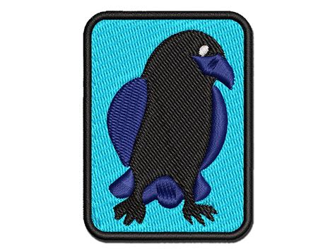 Curious Crow Raven Tilting Head Multi Color Embroidered Iron On Or Hook And Loop Patch Applique