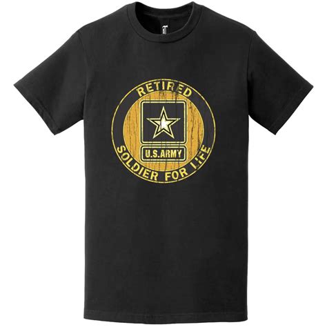 Us Army Retired Soldier For Life Distressed Logo Emblem T Shirt