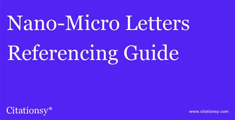 Nano-Micro Letters Referencing Guide · Nano-Micro Letters citation ...