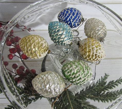 Vintage Mercury Glass Pine Cone Christmas Ornaments Frosted Etsy Christmas Ornaments Winter