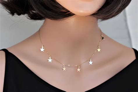 Star Necklace Gold Gold Star Choker Celebrity Star Necklace Star