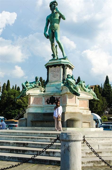 Estatua De David En La Plaza De Miguel Ángel En Florencia Italia — Foto