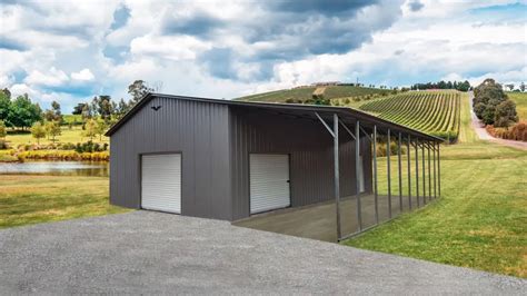 X X Metal Garage With Lean To Vertical Roof Eagle Carports