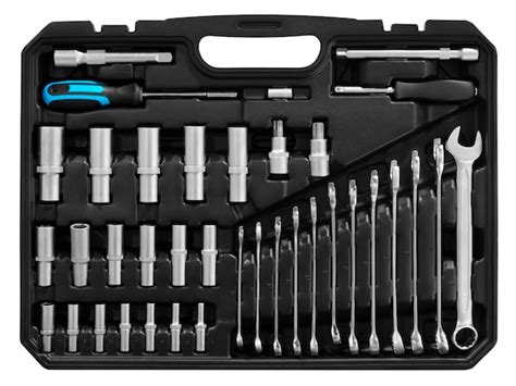 Premium Photo | Mechanics tool kit in black box closeup of mechanics ...