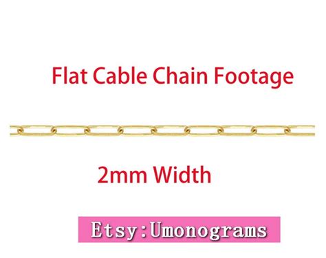 K Gold Filled Flat Hammered Cable Chain Footage Mm Width Etsy