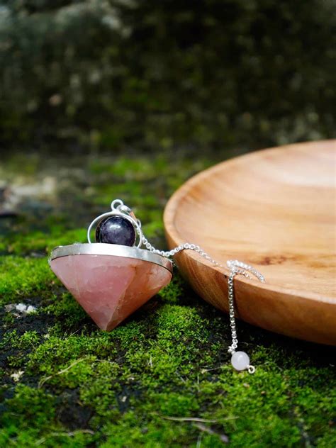 Rose Quartz Pendulum Buy Online Natural Rose Quartz Conical Pendulum Shubhanjali