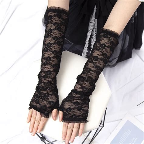 Lange Spitze Handschuhe Gothic Lolita Anime Solide D Nne Handschuhe JK