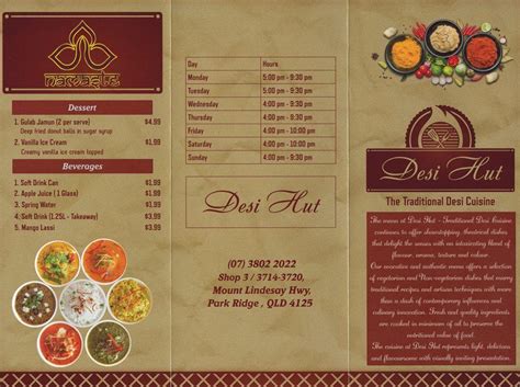 Menu At Desi Hut Restaurant Park Ridge Shop Mount