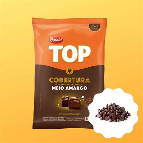 Cobertura Top Chocolate Meio Amargo Gotas Harald 1 050kg Shopee Brasil