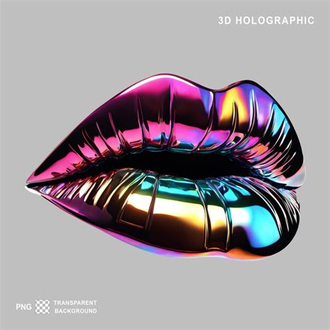 Premium Psd Lips Holographic 3d