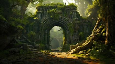 Premium Photo | Enchanted Forest Fortress Digital Fantasy Art