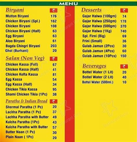 Menu At Sohail Biryanee Corner Kolkata