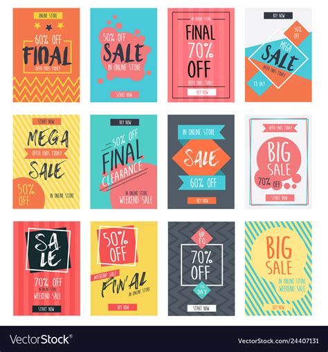 Set Modern Sale Banners Template Design Royalty Free Vector