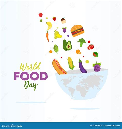 World Food Day Illustration Vector Decoration Of Meal Vegetables And