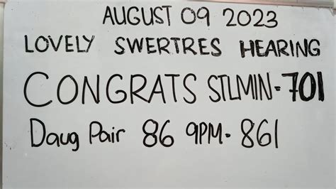 AUGUST 09 SWERTRES HEARING TODAY HOT PASURE 8 3 ALL DRAWS YouTube