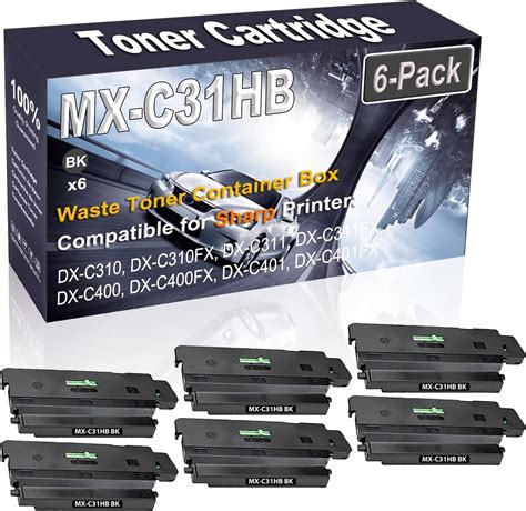 Amazon 6 Pack Black Compatible High Yield MXC31HB MX C31HB Waste