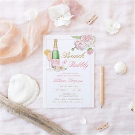 Elegant Floral Champagne Bridal Shower Invitation Zazzle