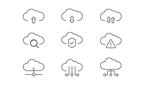 Cloud Computing Line Icons Database And Online Storage Vector Icon Set