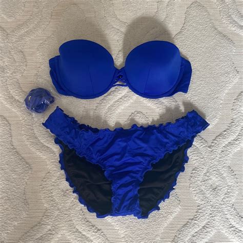 Womens Victorias Secret Royal Blue Bikini Size L B Gem