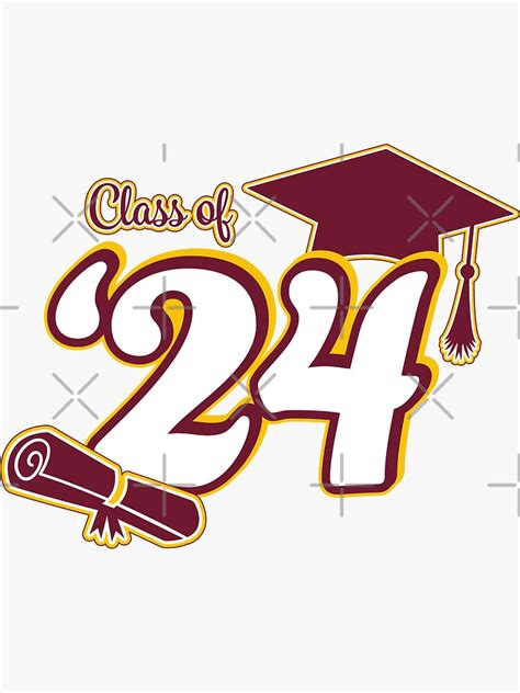 Class Of 2024 Graduation Design Maroon And Gold Sticker For Sale By