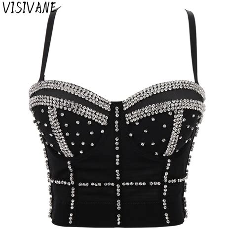 Visivane D Bardeur Paillettes Et Strass Pour Femmes Soutien Gorge Camis