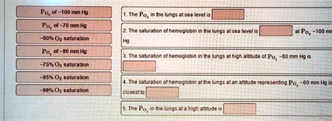 Solved Poz Of Mm Hg The Po In The Lungs At Sea Level Poz Of