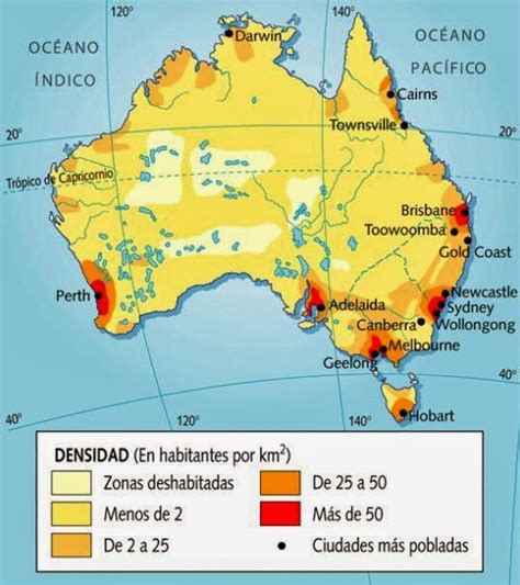 Distribución y mapas de Australia Descripción en mapa escuela de mapas