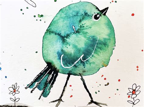 Quick Watercolor Bird painting closeup of green bird | Diane Antone Studio