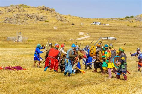 Battle of the Horns of Hattin 1187 Reenactment Editorial Photo - Image of infantry, crusade ...