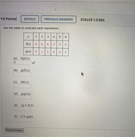 Solved 1 6 Points DETAILS PREVIOUS ANSWERS SCALC8 1 3 052 Chegg