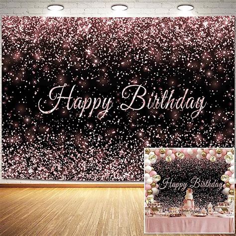 Buy Haboke 7x5ft Durable Fabric Happy Birthday Backdrop Pink And Black Shiny Gold Dot Glamour