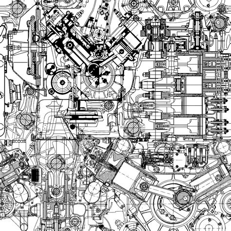 Drawing engine seamless pattern | Seamless patterns, Blueprints, Engineering