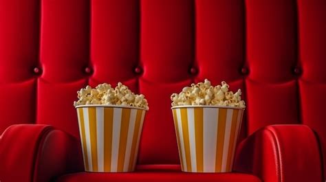 Premium AI Image | Movie theater popcorn on red seats Generative ai