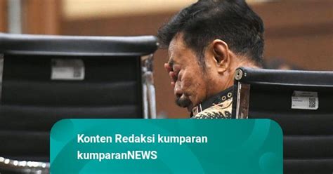 Foto Tangis SYL Saat Bacakan Nota Pembelaan Kumparan