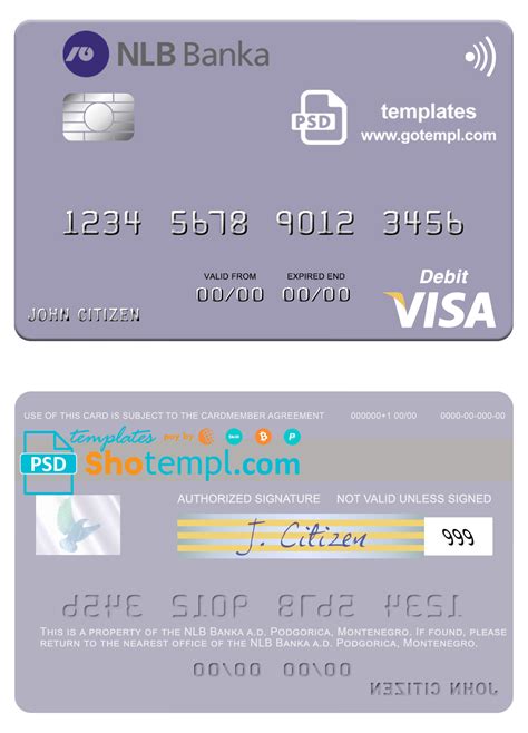 Montenegro Nlb Banka A D Podgorica Bank Visa Debit Card Fully