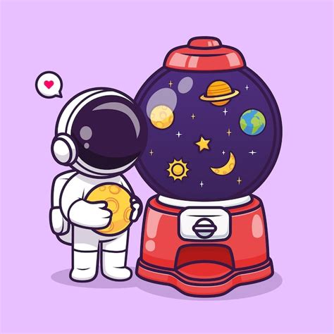 Mignon Astronaute Jouer Bonbon Machine Espace Dessin Anim