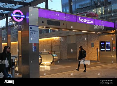 New Elizabeth Line Crossrail Entrance To Station At London Paddington