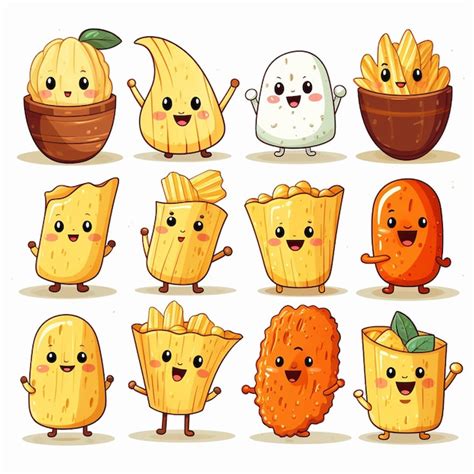 Premium Photo | Cute kawaii food characters set Cartoon vector illustration