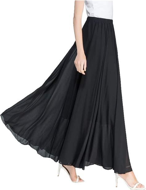 Joukavor Women S Chiffon Maxi Long Skirt Casual Flowy Pleated Skirts