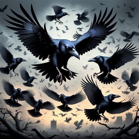 Angry, Skeletal Ravens Swarm | Stable Diffusion Online