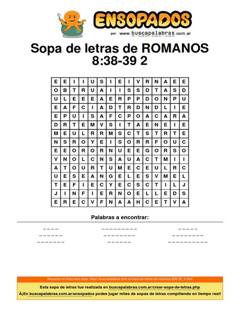 Sopa De Letras De Romanos 838 39 2 Pdf