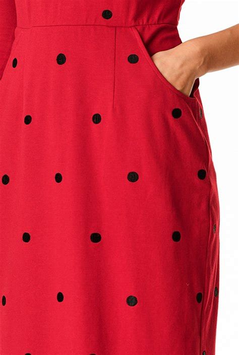 Shop Embellished Polka Dot Cotton Knit Sheath Dress Eshakti