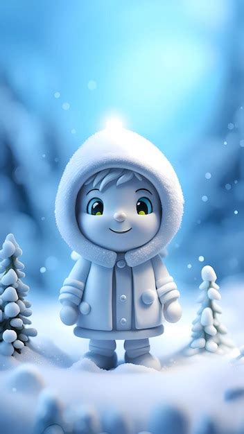 Premium Photo | Snow 3D cartoon character digital illustration