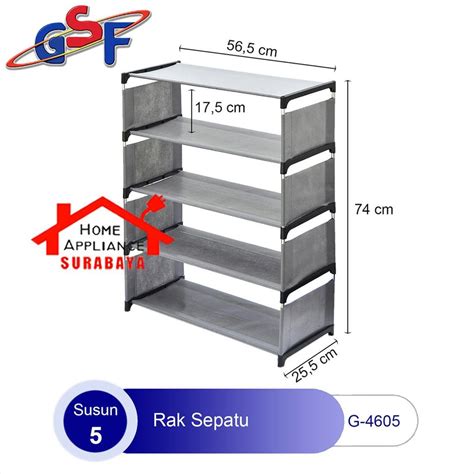 Jual Rak Sepatu Sandal Kain 5 Susun 4 Ruang Portable Multifungsi GSF