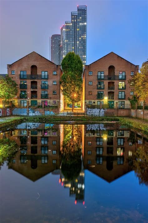 Old Buildings and Modern Skyscrapers at Night Stock Photo - Image of ...