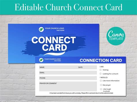 Church Connection Card Customisable Welcome To Church Card Etsy