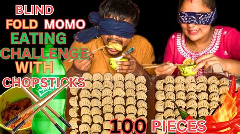 Funny Blind Fold Momoeating Challenge With Chopstick Porkmomo